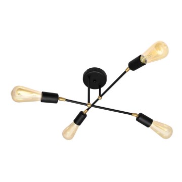 Повърхностен полилей ROSETTE 4xE27/15W/230V черен/златист