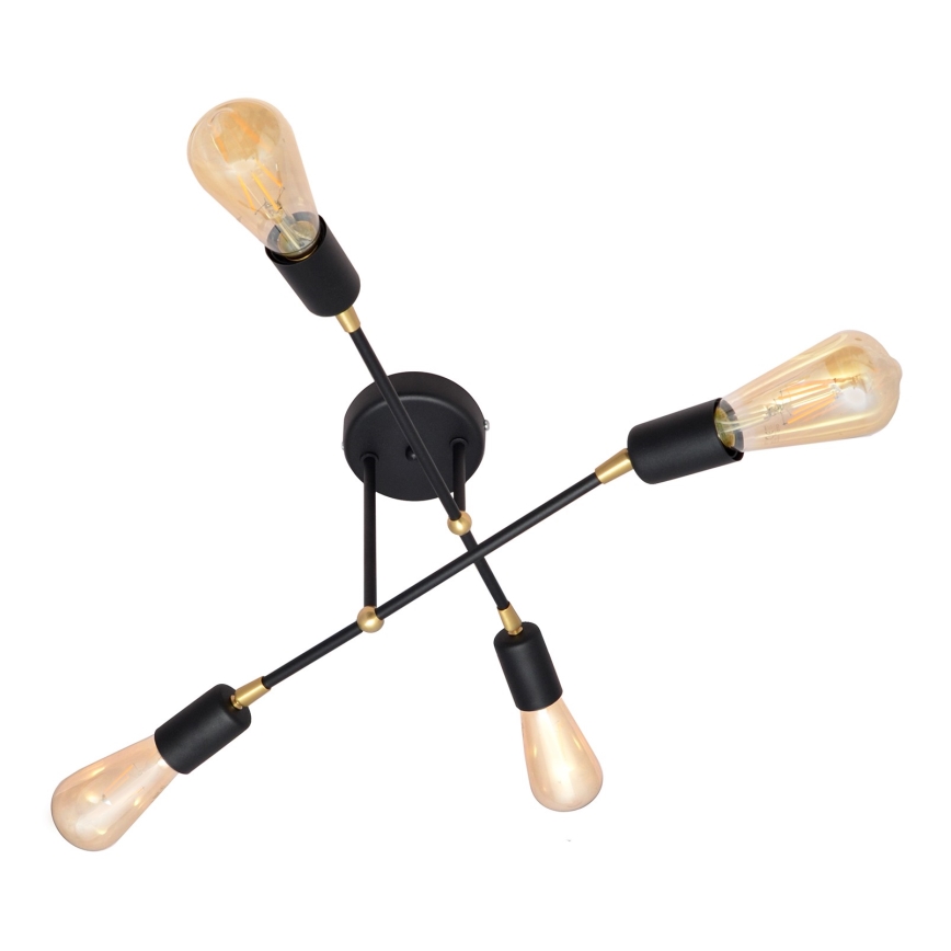 Повърхностен полилей ROSETTE 4xE27/15W/230V черен/златист