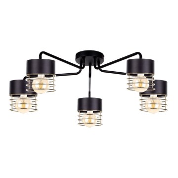 Повърхностен полилей ROY 5xE27/60W/230V черен