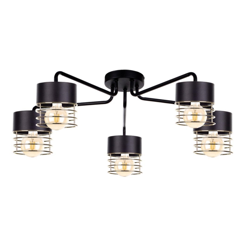 Повърхностен полилей ROY 5xE27/60W/230V черен