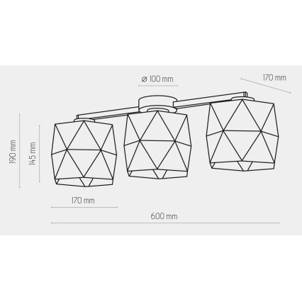Повърхностен полилей SIRO 3xE27/15W/230V черен/златист