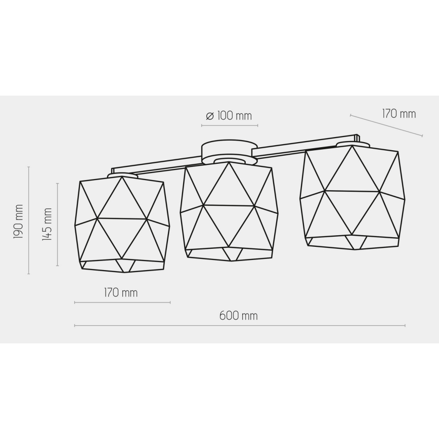 Повърхностен полилей SIRO 3xE27/15W/230V черен/златист