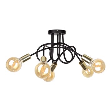 Повърхностен полилей UMBA 5xE27/60W/230V черен/златист