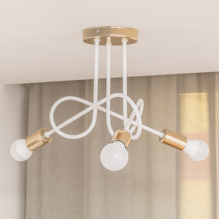 Повърхностно монтиран плафон OXFORD 3xE27/15W/230V, златист/бял