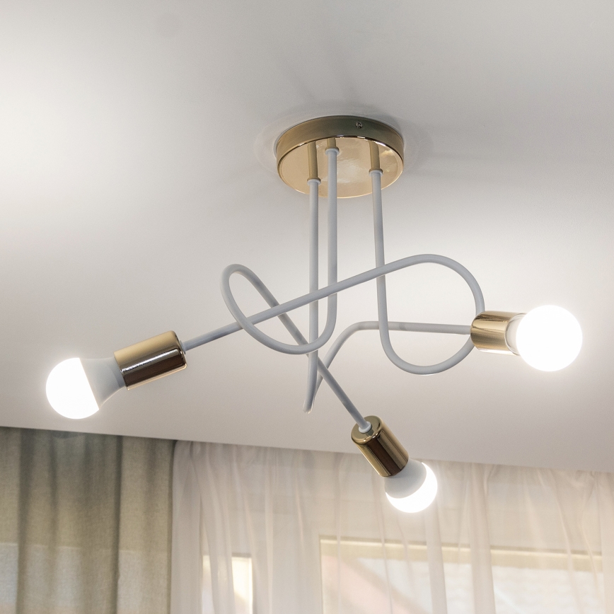 Повърхностно монтиран плафон OXFORD 3xE27/15W/230V, златист/бял