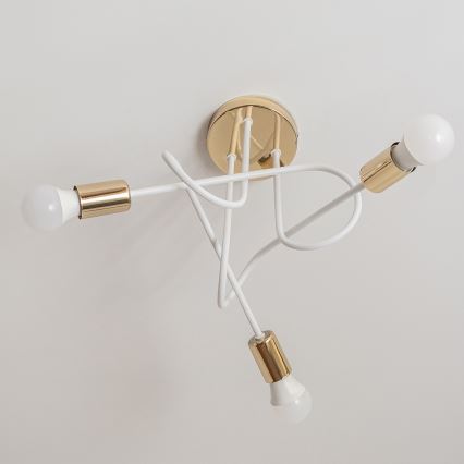 Повърхностно монтиран плафон OXFORD 3xE27/15W/230V, златист/бял