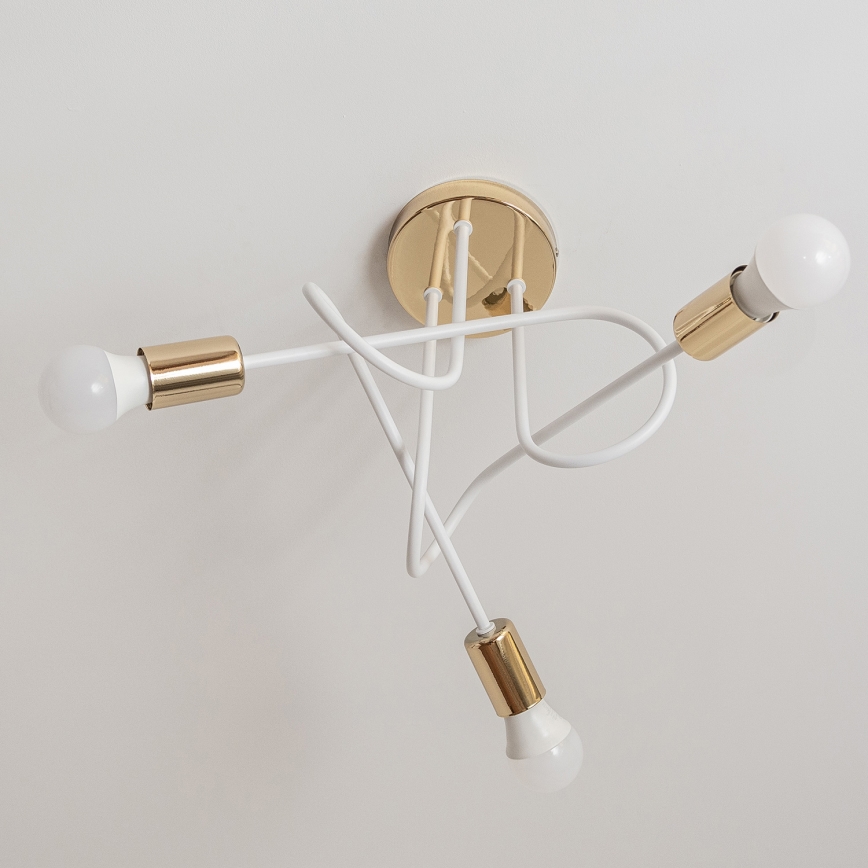 Повърхностно монтиран плафон OXFORD 3xE27/15W/230V, златист/бял