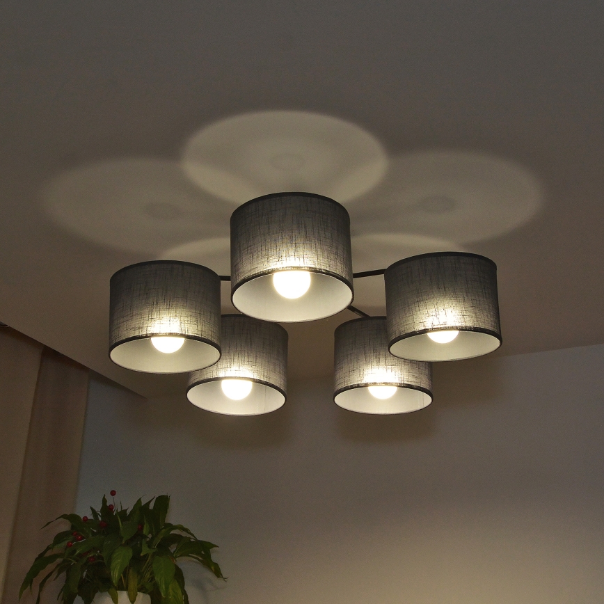 Повърхностно монтиран полилей ALBA 5xE27/15W/230V сив