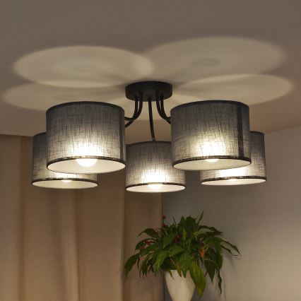 Повърхностно монтиран полилей ALBA 5xE27/15W/230V сив