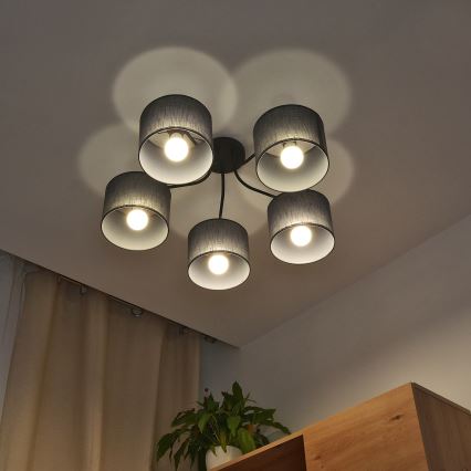 Повърхностно монтиран полилей ALBA 5xE27/15W/230V сив