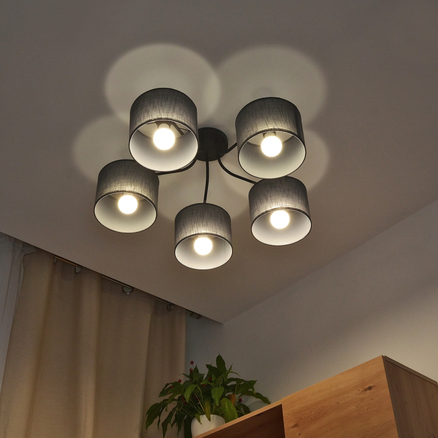 Повърхностно монтиран полилей ALBA 5xE27/15W/230V сив