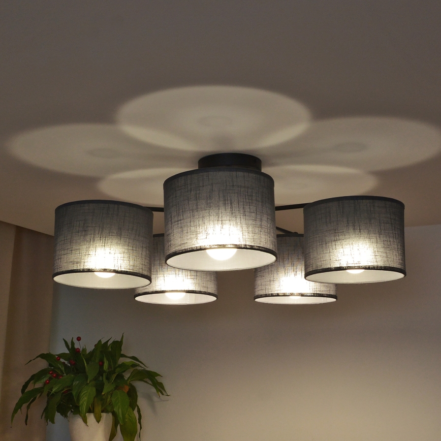 Повърхностно монтиран полилей ALBA 5xE27/15W/230V сив