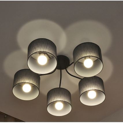 Повърхностно монтиран полилей ALBA 5xE27/15W/230V сив