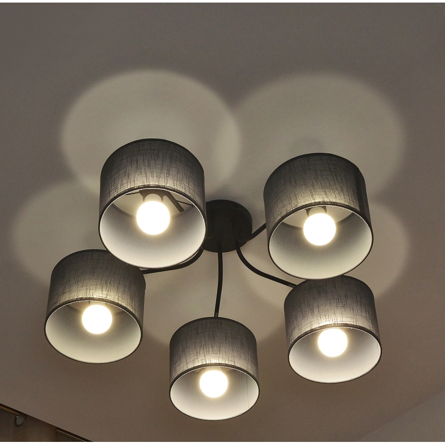 Повърхностно монтиран полилей ALBA 5xE27/15W/230V сив