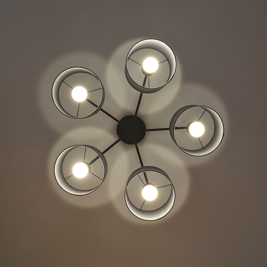 Повърхностно монтиран полилей ALBA 5xE27/15W/230V сив