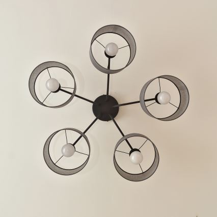 Повърхностно монтиран полилей ALBA 5xE27/15W/230V сив