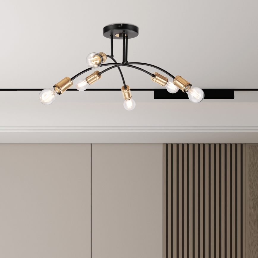 Повърхностно монтиран полилей ANYA 6xE27/15W/230V черно/златно