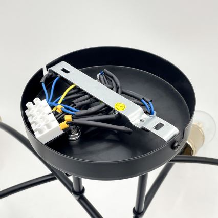 Повърхностно монтиран полилей ANYA 6xE27/15W/230V черно/златно