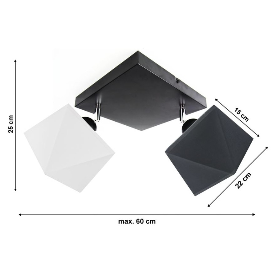 повърхностно монтиран Полилей DIAMENT 2xE27/60W/230V чернобяла