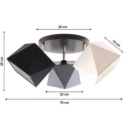 повърхностно монтиран Полилей DIAMENT 3xE27/60W/230V