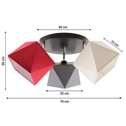 повърхностно монтиран Полилей DIAMENT 3xE27/60W/230V