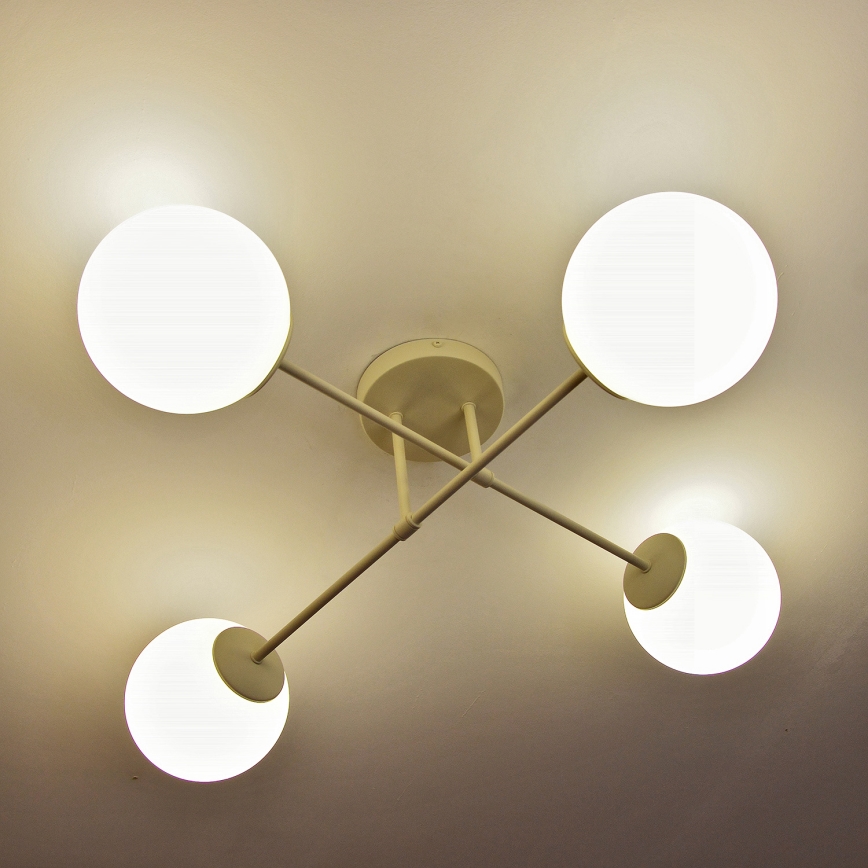 Повърхностно монтиран полилей MOON 4xE27/15W/230V кремав