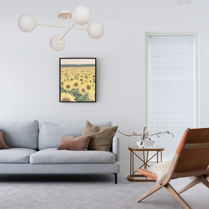 Повърхностно монтиран полилей MOON 4xE27/15W/230V кремав