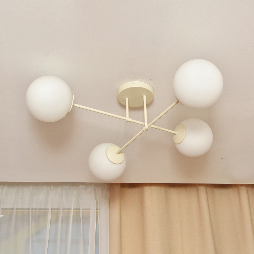 Повърхностно монтиран полилей MOON 4xE27/15W/230V кремав