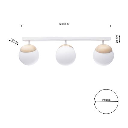 повърхностно монтиран Полилей SFERA WOOD 3xE14/40W/230V