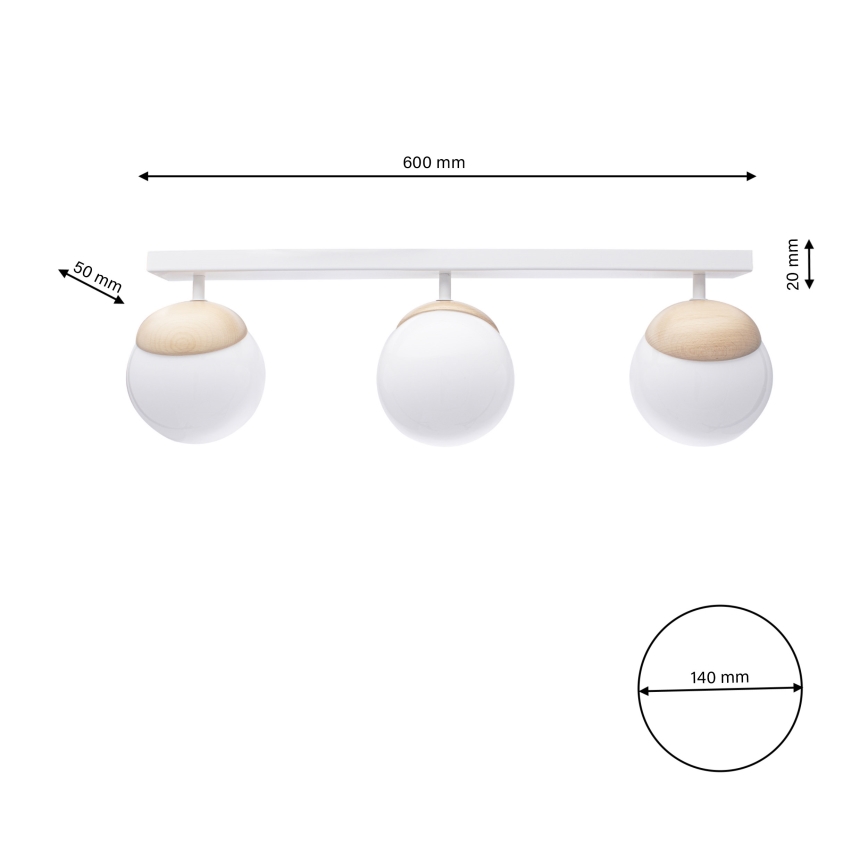 повърхностно монтиран Полилей SFERA WOOD 3xE14/40W/230V