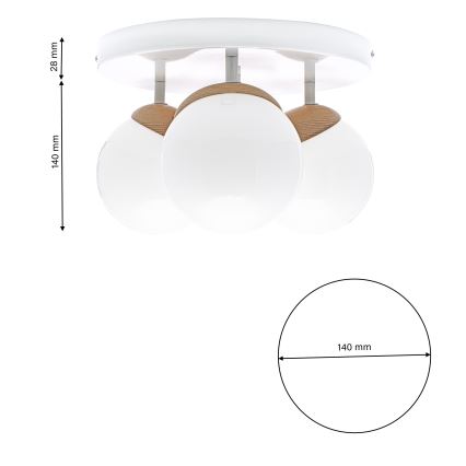 повърхностно монтиран Полилей SFERA WOOD 3xE14/40W/230V