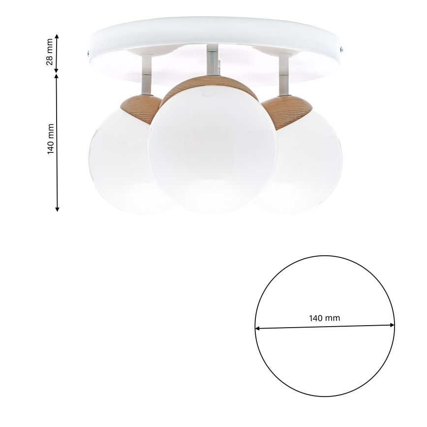 повърхностно монтиран Полилей SFERA WOOD 3xE14/40W/230V