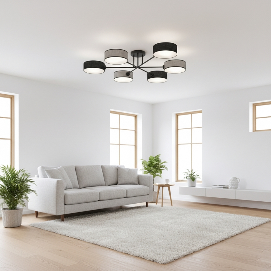 Повърхностно монтиран таванен полилей MAGA 6xE14/10W/230V черно/сиво