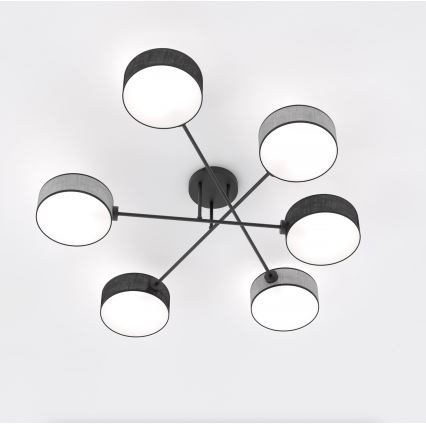 Повърхностно монтиран таванен полилей MAGA 6xE14/10W/230V черно/сиво