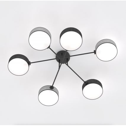 Повърхностно монтиран таванен полилей MAGA 6xE14/10W/230V черно/сиво
