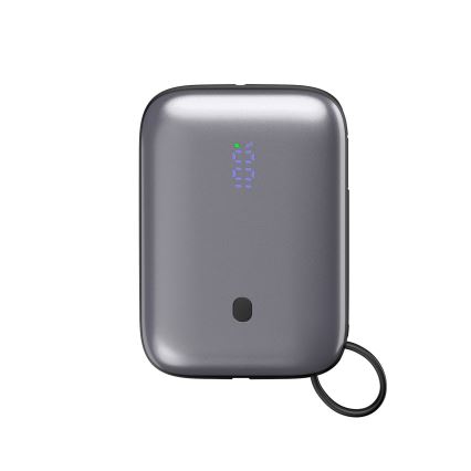 Преносима батерия 10000 mAh 20W Power Delivery Компактна с вграден USB-C кабел за навиване 1м, черна