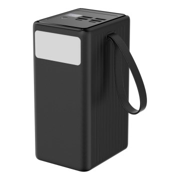 Power Bank 70000 mAh 20W Power Delivery 4xUSB-A + 2xUSB-C с LED фенерче и USB-C кабел 1м черен