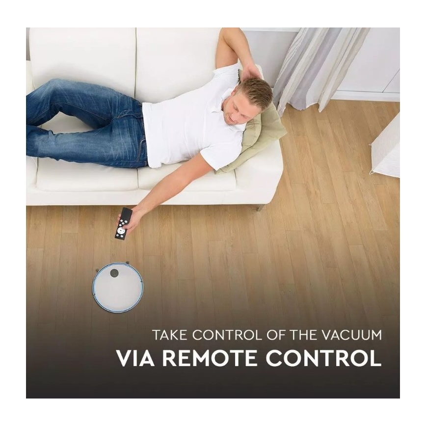 Прахосмукачка робот бяла/синя + дистанционно управление