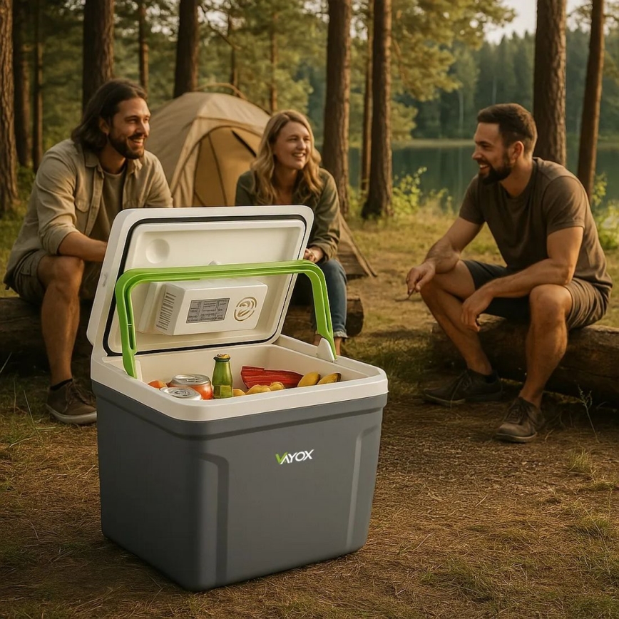 Преносим хладилник за кола с функция за отопление 27 l 230V/12V/24V сив