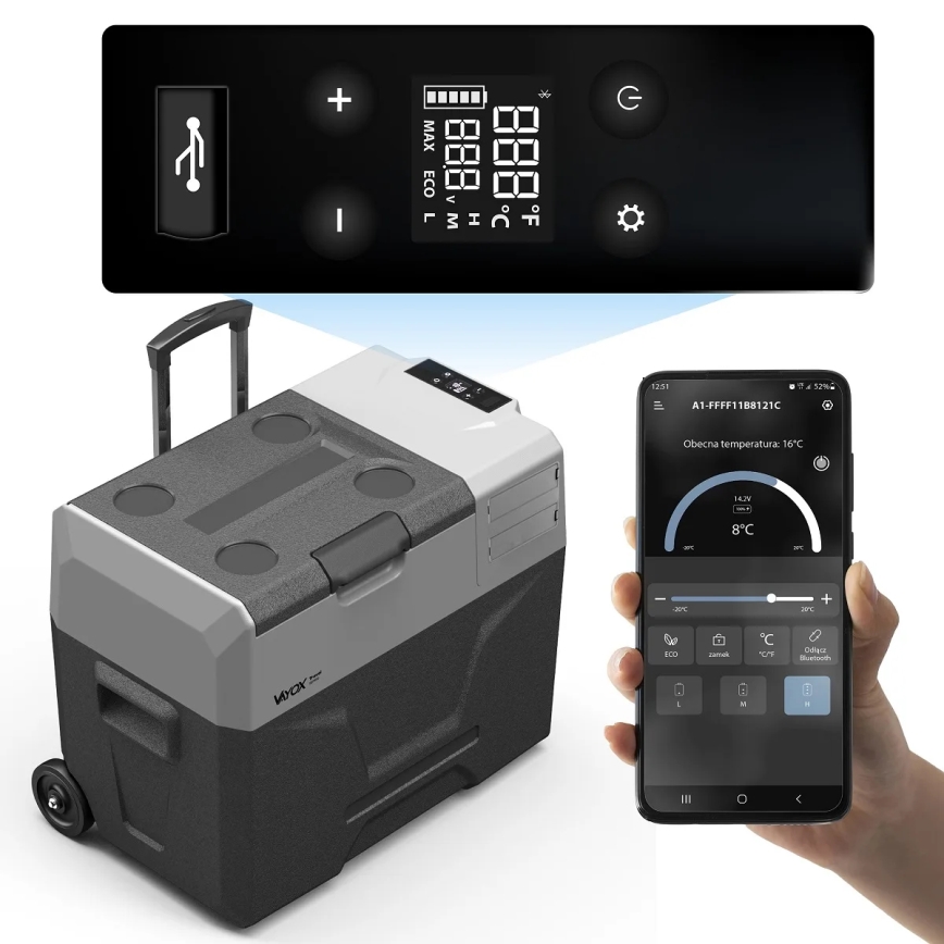 Преносим хладилник за кола с LCD дисплей 40 l 230V/12V/24V черен