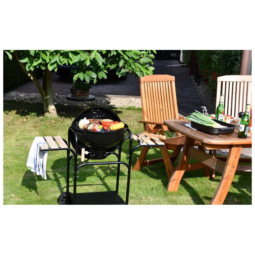 Преносим грил на въглища черен/дървен