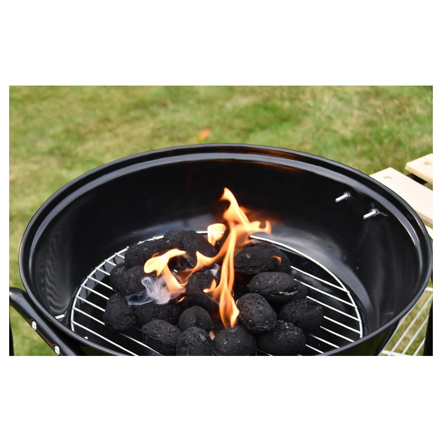 Преносим грил на въглища черен/дървен