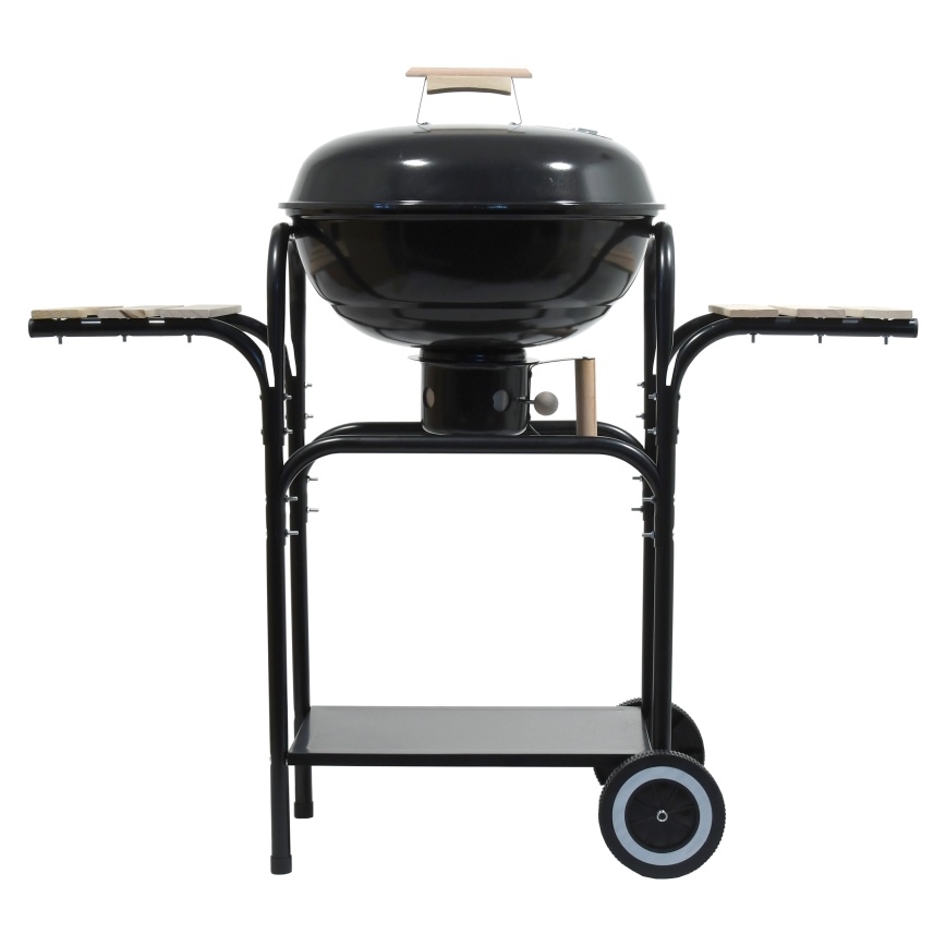 Преносим грил на въглища черен/дървен