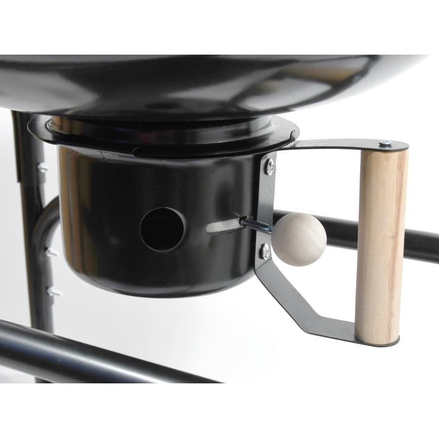 Преносим грил на въглища черен/дървен