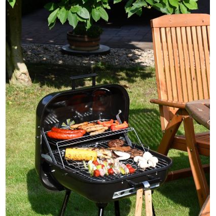 Преносим грил на въглища черен