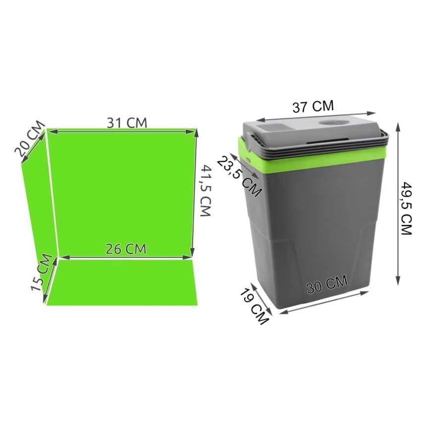Преносима хладилна кутия 22 l 55W/12V/230V сива/зелена