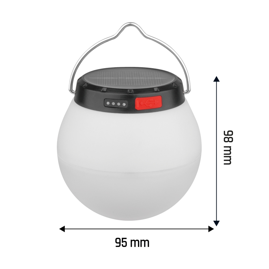 Преносима соларна LED лампа LUMINA ORB — регулируема яркост, зареждаема, 5V 800 mAh