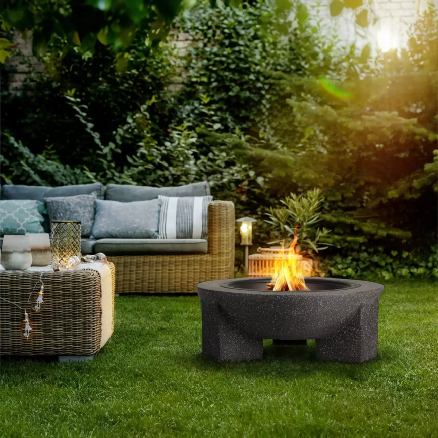 Преносимо огнище с грил-решетка 74x30 cm, черен/тъмен гранит