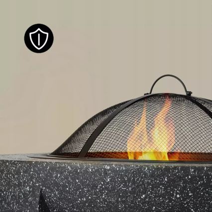 Преносимо огнище с грил-решетка 74x30 cm, черен/тъмен гранит