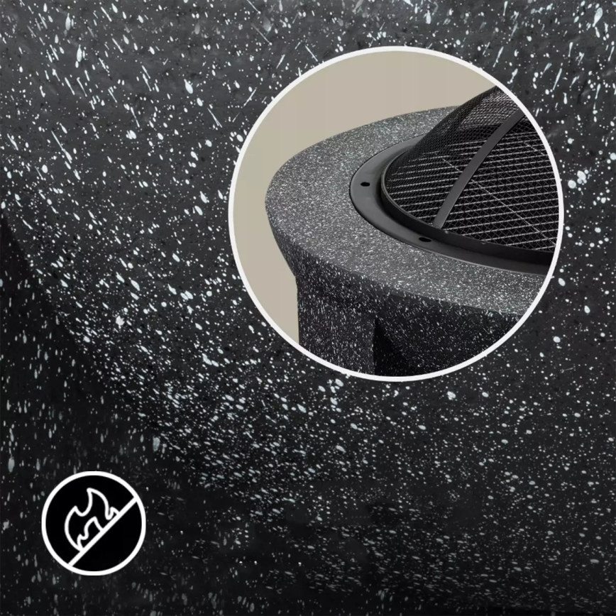 Преносимо огнище с грил-решетка 74x30 cm, черен/тъмен гранит